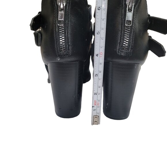 REPORT SIGNATURE Josie Open toe Ankle Booties Heels Chunkie Sz 8.5 Black Strap - Picture 7 of 15